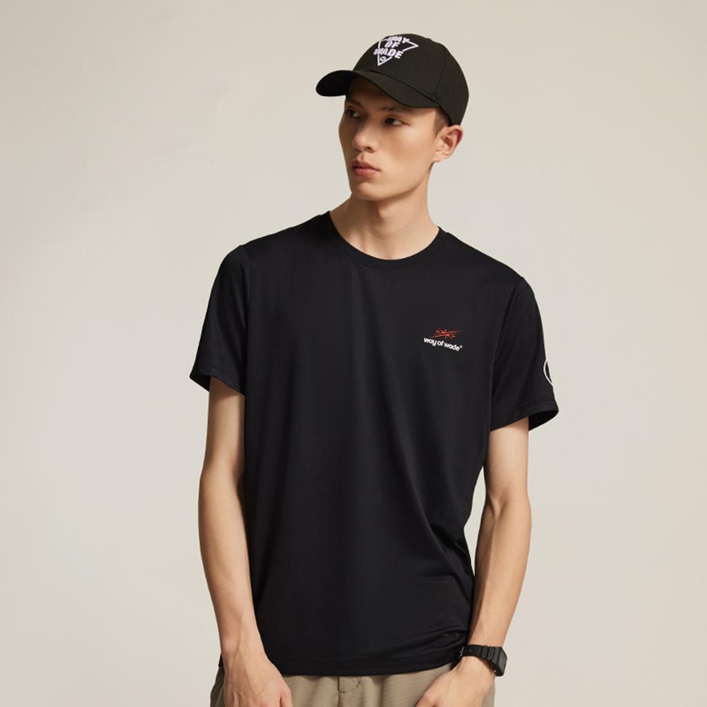 Li Ning Série Basketball Lettre Col Rond Respirant Polyvalent T-Shirt Manches Courtes Homme Hauts Noir ATSV059-1