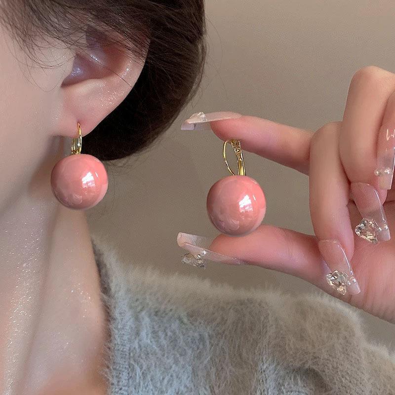 Damen Hong Kong Stil Vintage Rosa Perlen Hakenohrringe, Nische Einzigartiger Leichter Luxus Hochwertiger Ohrschmuck
