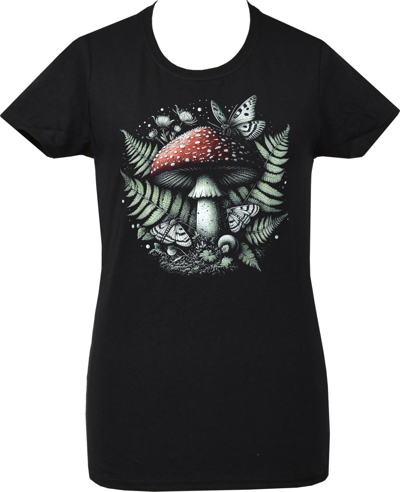 Fly Agaric Mushroom T-Shirt Cottagecore Moth Gothic L