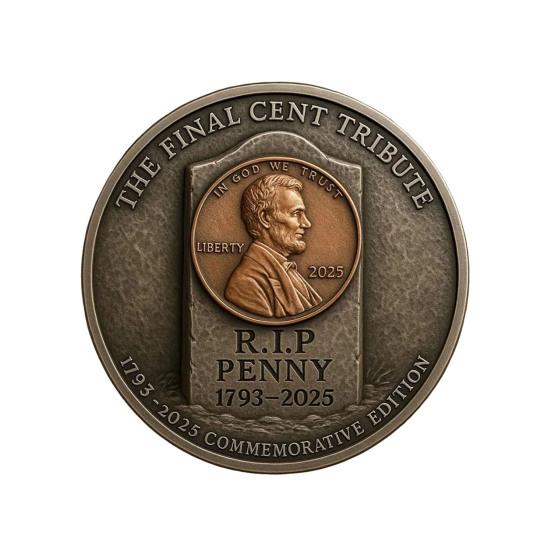 Monedă Comemorativă Finală Cent Necirculată Ultima Monedă de 1 Cent Bătută Monedă Comemorativă Simbolică Ultima Monedă de 1 Cent Suvenir Monedă de Provocare Gravată 3D pentru Colecționari