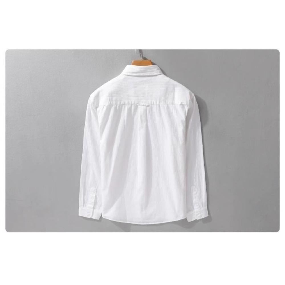 Japanese Men Long-sleeved Shirt Spring and Autumn New Simple Trend Solid Color Cardigan Loose Casual and Versatile