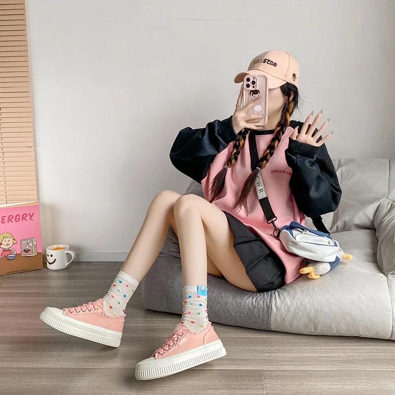 Fashion Comemore Canvas shoes women casual flats 2025 New trendy Korean version lace-up fashion female spring/autumn shoes tenis jeans