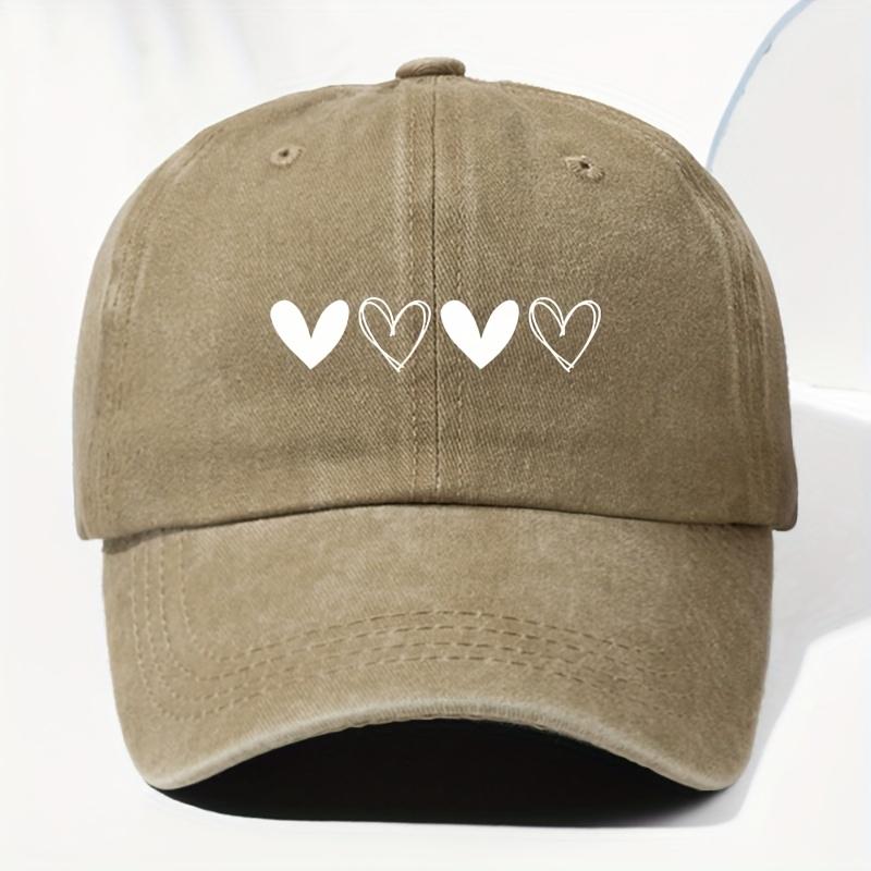 Unisex retro baseball cap with heart-shaped pattern for outdoor sun protection, suitable for truck drivers all year round.