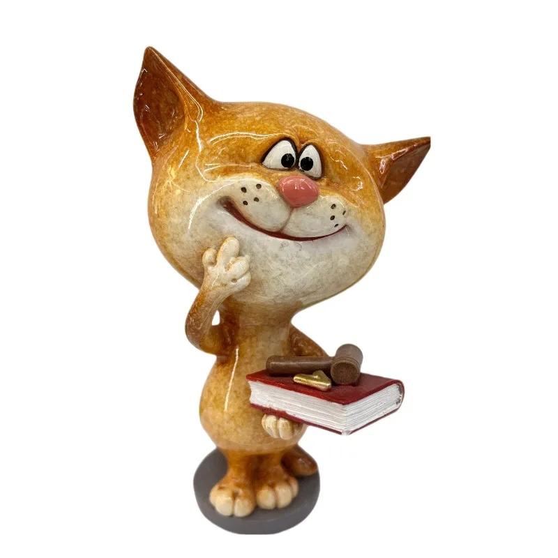 Cute Cat Figurine Cartoon Chef Cat Statue Resin Mender Kitten Figure Miniature Nordic Home Room Decoration Desktop Ornaments