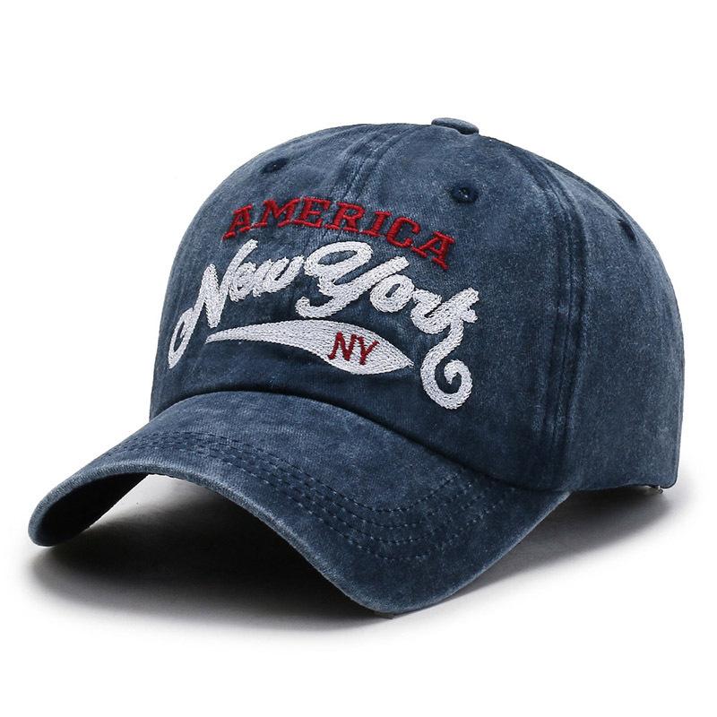Vintage Washed Distressed Summer Travel Sun Protection Hat Embroidered Retro Letters Baseball Cap For Outdoor Activities
