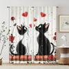 Set Of 2 Upscale Curtains Story Love Cat Fabric Without Rod Stuff Clearance Living Room Bedroom Curtain Polyester Machine Washable Perfect For