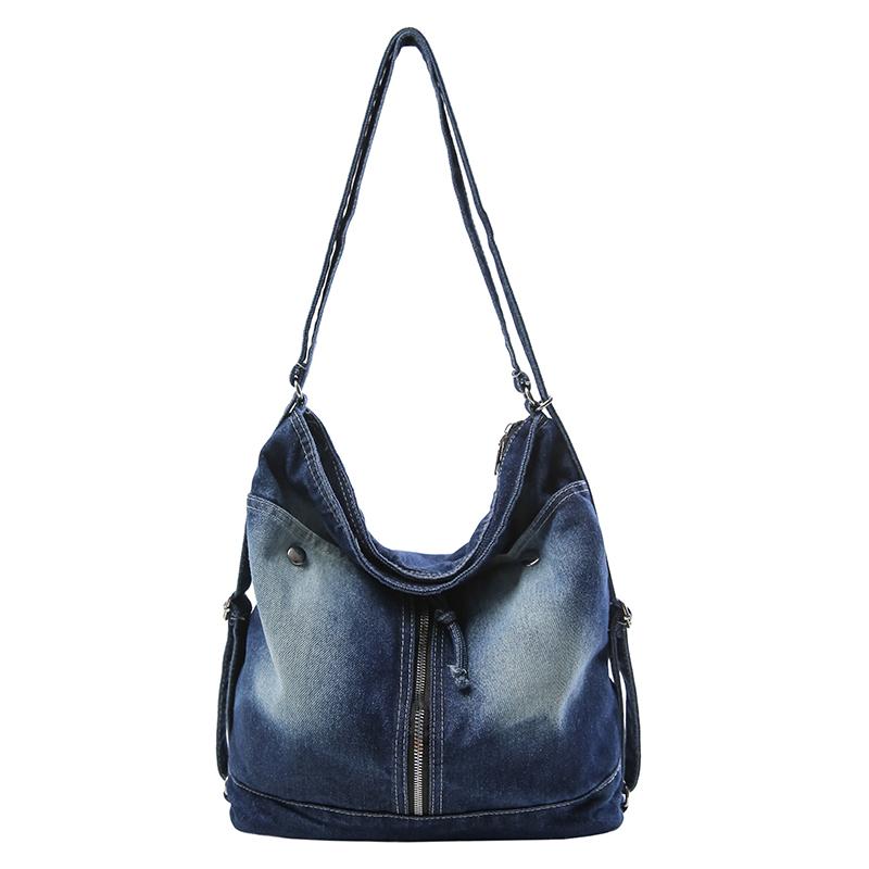 Vintage Denim Shoulder Bag Women's Multi-functional Backpack