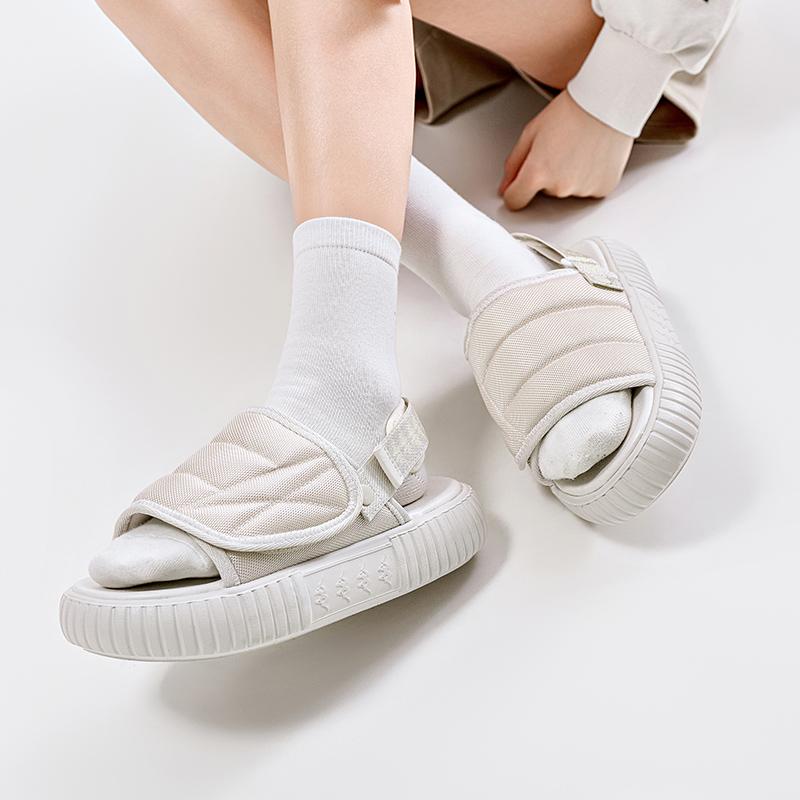 Kappa Outdoor Velcro Thick Sole Beach Shoes Sports Sandals Unisex Sandals Gray White K0DX5LL20-133