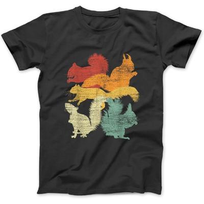 Generic Retro Forest Animal Lover Gift Idea Squirrel T-Shirt JTN Mens Womens Longsleeve Hoodie, Sweatshirt Black