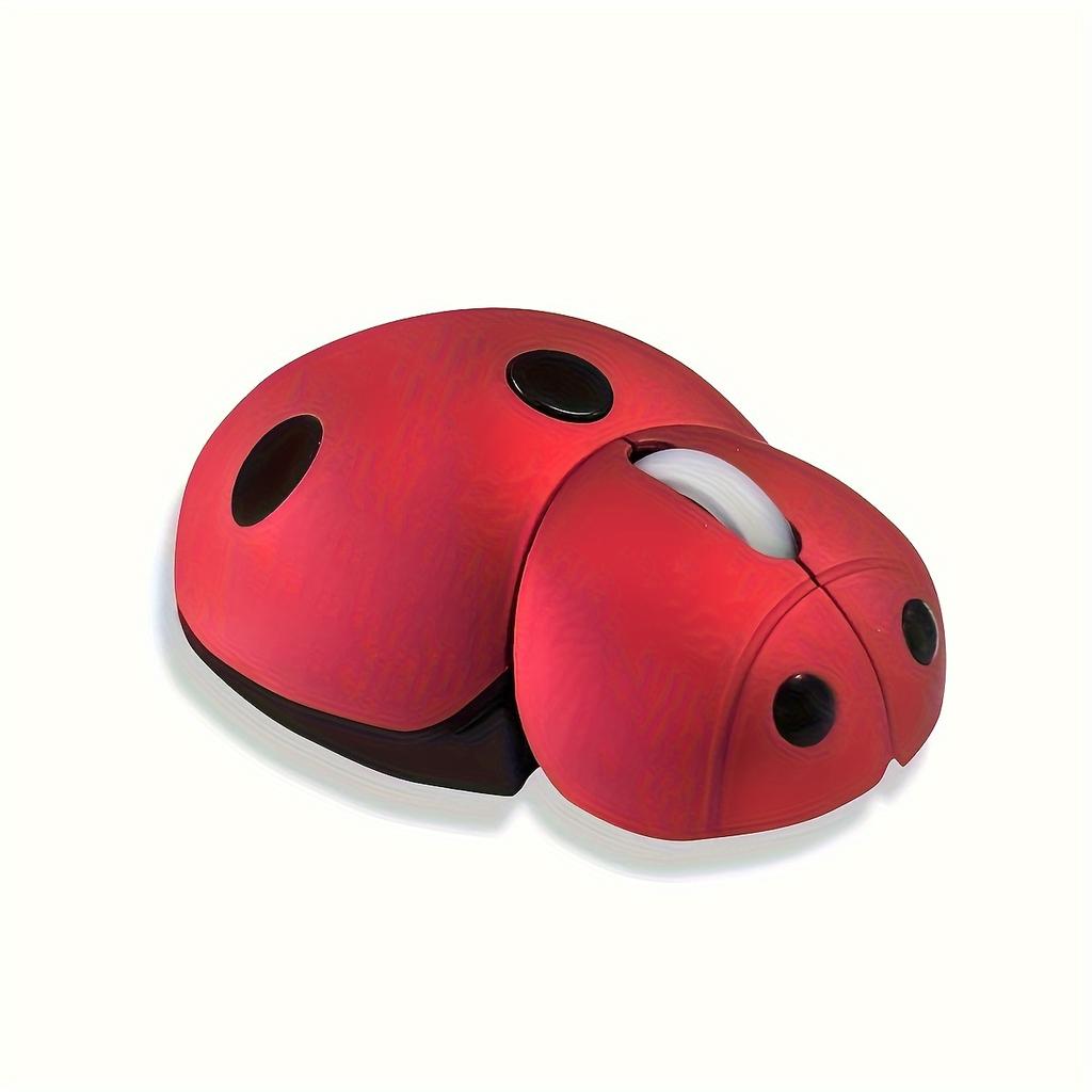 Cute Ladybug Design Wireless Mouse with Dual Mode Compatibility - Optical Plastic Mouse for Office Laptop, Desktop, Tablet Use, No Battery Included