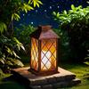 Vintage Solar Powered Metal Lanterns - Flickering Flameless Candle LED Lamp Waterproof Hanging Decor for Patio, Garden & Outdoor