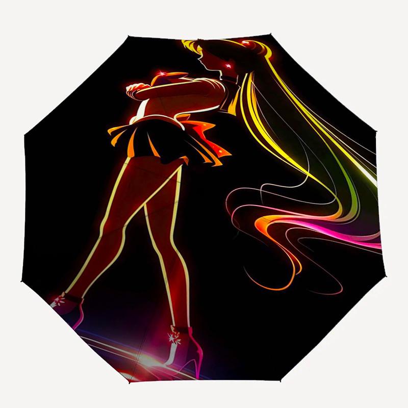 Neon, Anime Themed Automatic Opening and Closing Umbrella, Compact Travel Umbrella, Lightweight and Portable, Suitable for Beach Commuting B