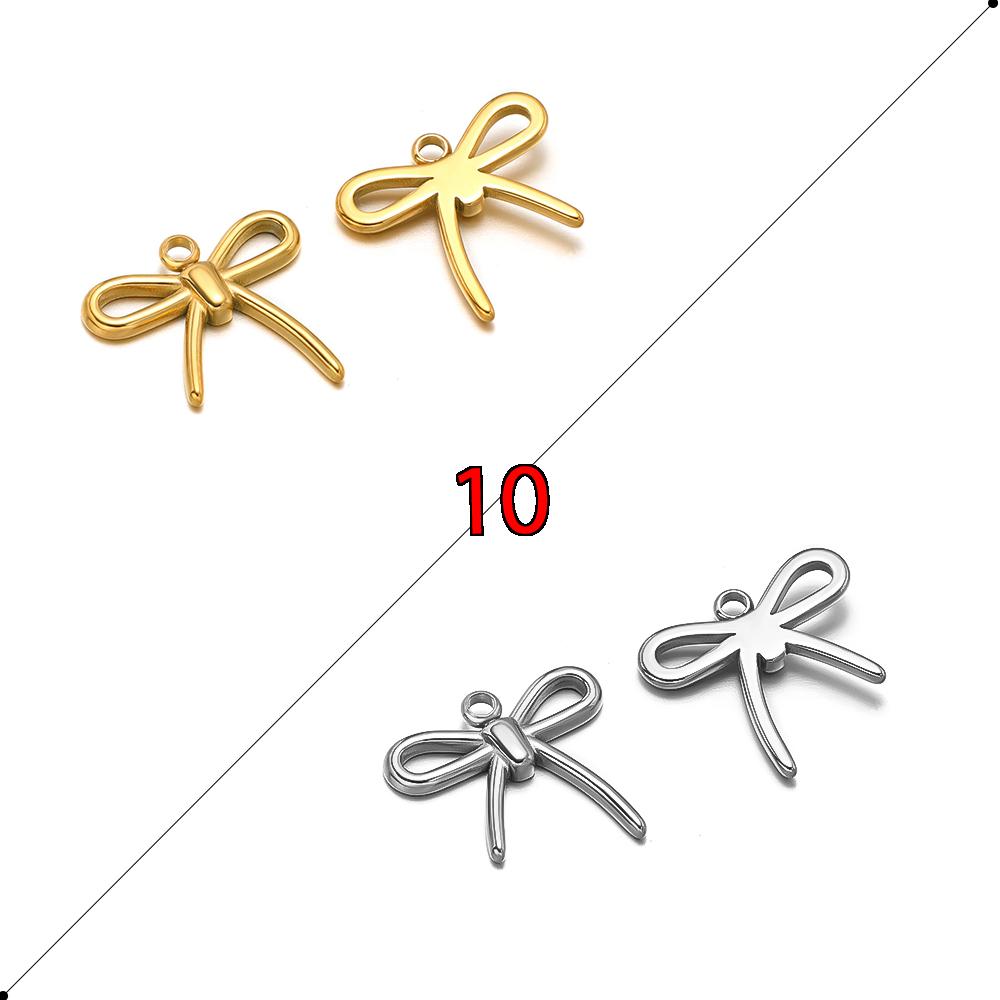 5pcs Stainless Steel Bow Knot Cute Fashion Summer Series Simple Style Pendants for Necklace Earrings Making Handmade DIY Jewelry