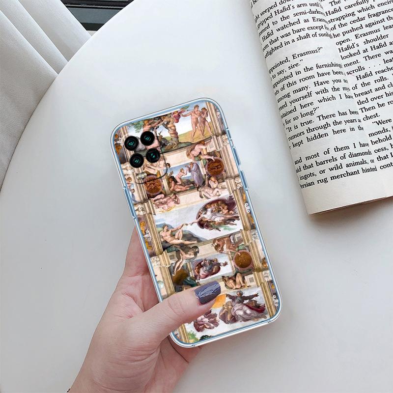 Fresco Adam Sculpture Transparent Phone Case for Motorola Moto G7 G8 G9 G84 G85 G73 G24 G15 Z2 Play Power Plus