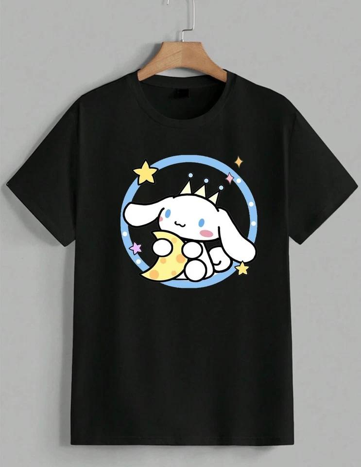 Cinnamoroll T-Shirt Cute Sanrio Dog Moon Stars Graphic Tee Kawaii Gift Unisex 2 L