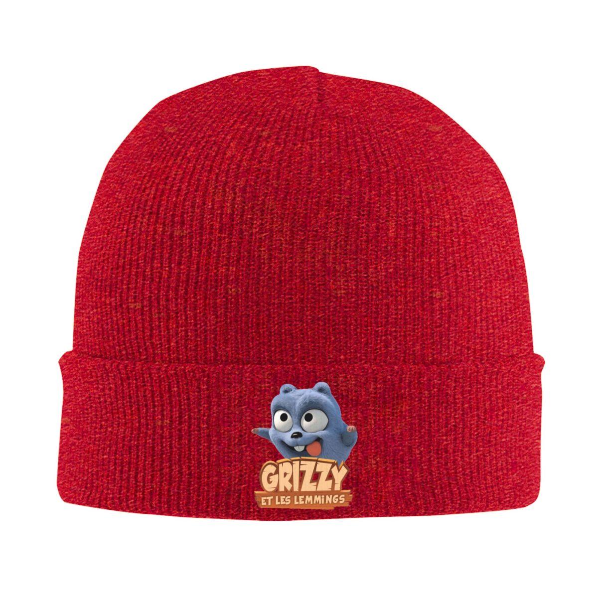 

Happy Grizzy And The Lemmings Cartoon Lemmings Bear Square Warm Knitted Cap Knit Bonnet Hat Skullies Beanies Caps for Unisex One Size