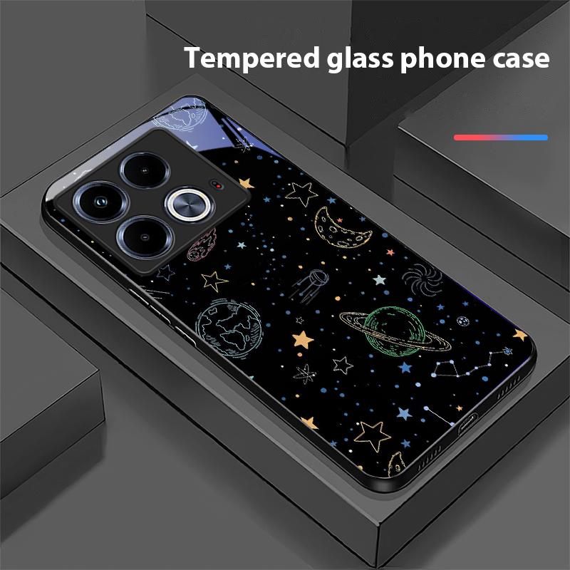 Astronaut Planet For Infinix Note 40 4G 30i 12 G96 Smart 8 Hot 9 Play 10 11S 12 20i 50 Pro Plus 5G Tempered Glass Phone Case