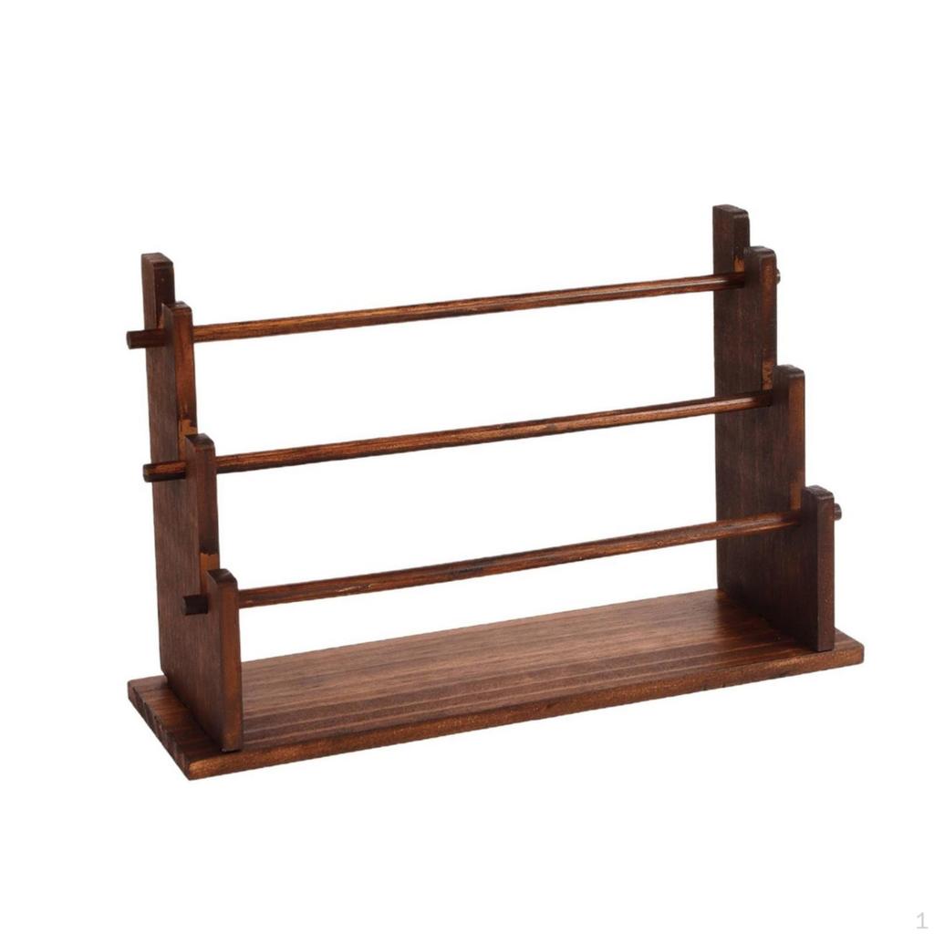 Tiered Accessory Display Stand | Walnut Finish, Jewelry Rack, Sturdy,