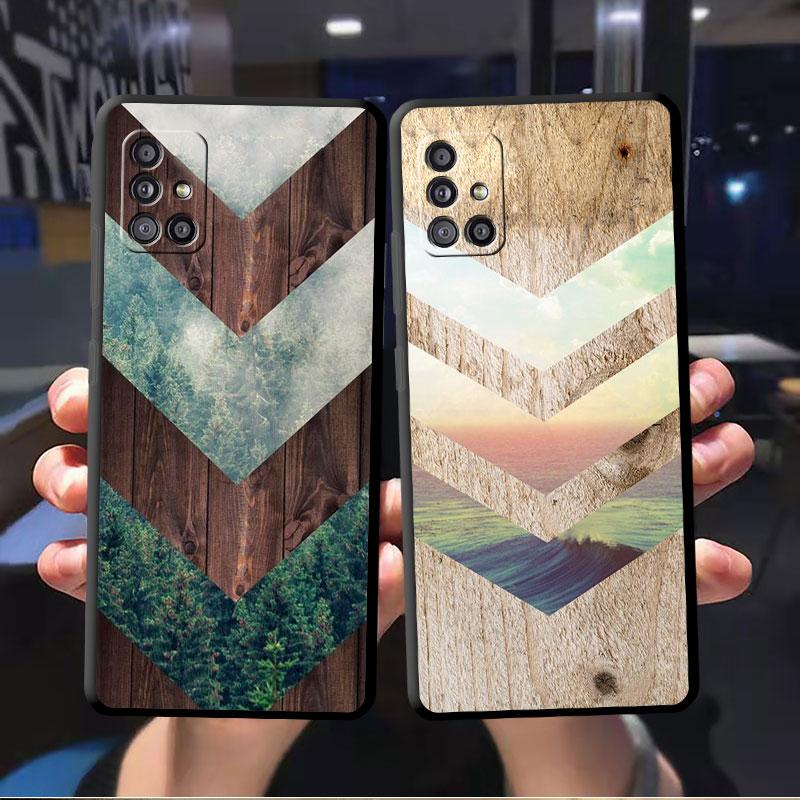 Forest Geometry Wood Nature Case For Samsung Galaxy A52 A53 A13 A12 A32 A33 A51 A21s A71 A23 A31 A22 5G Black Phone Shell