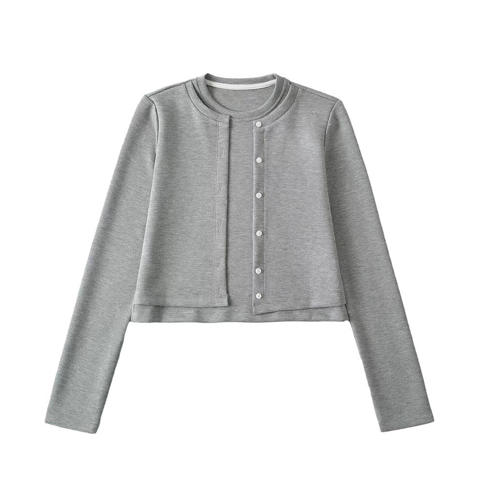 Dorothy Korean Design Air Cotton Buttoned Two-Piece Long Sleeve Women's Sweatshirt