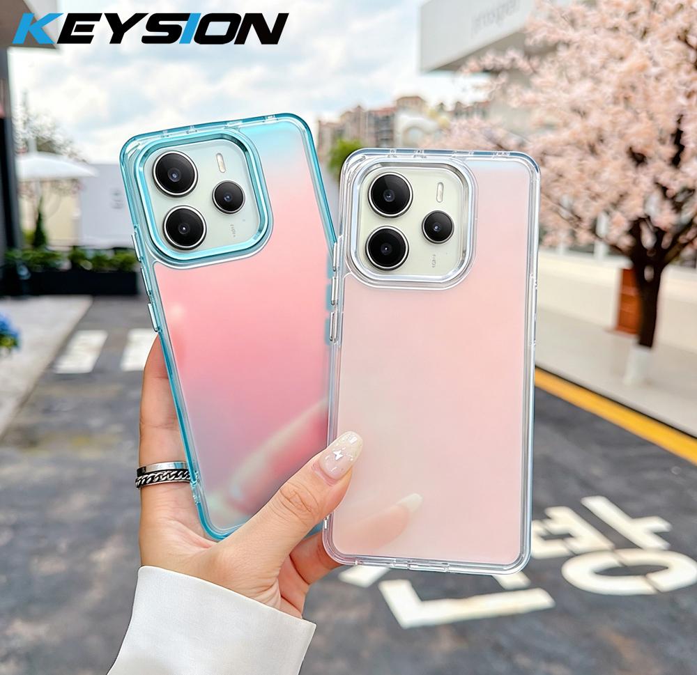 KEYSION Fashion Laser Gradient Colorful Phone Case for Redmi Note 14 4G 5G TPU+PC Shockproof Back Cover for Redmi Note 14