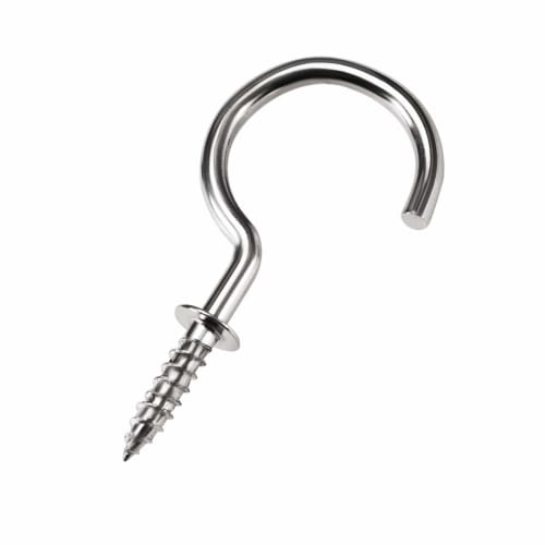 uxcell 40-Piece 46mm Stainless Steel Screw-In Wall Lamp Hooks for Kitchens, Silver