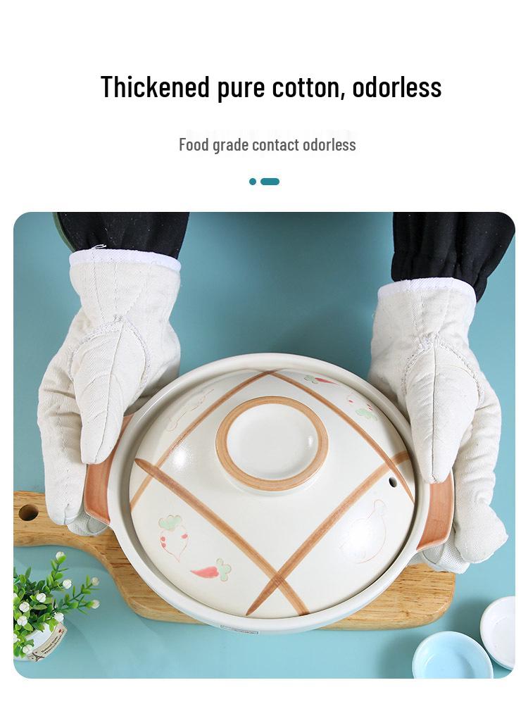 High-Temperature Resistant Industrial Baking Gloves - Five-Finger, Anti-Scald, Heat-Insulating, Wear-Resistant, Thickened Protection.