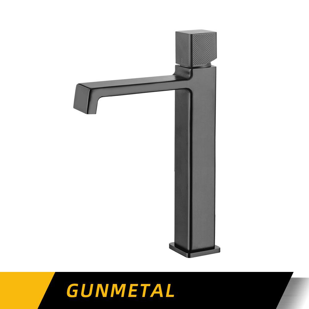 Gunmetal Bathroom Faucet Hot And Cold Sink Tap Basin Faucet Deck Mounted Wash Bath System