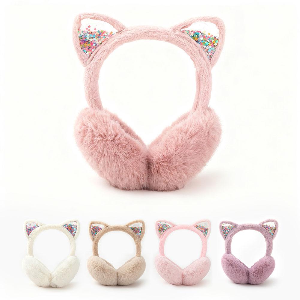 Winter Warme Katzenohren-Ohrenschützer Glitzerohren Plüsch-Ohrenschützer Für Frauen Verspielte Mädchen Ohrenschützer Kälteschutz Warm Heiß Für Draußen