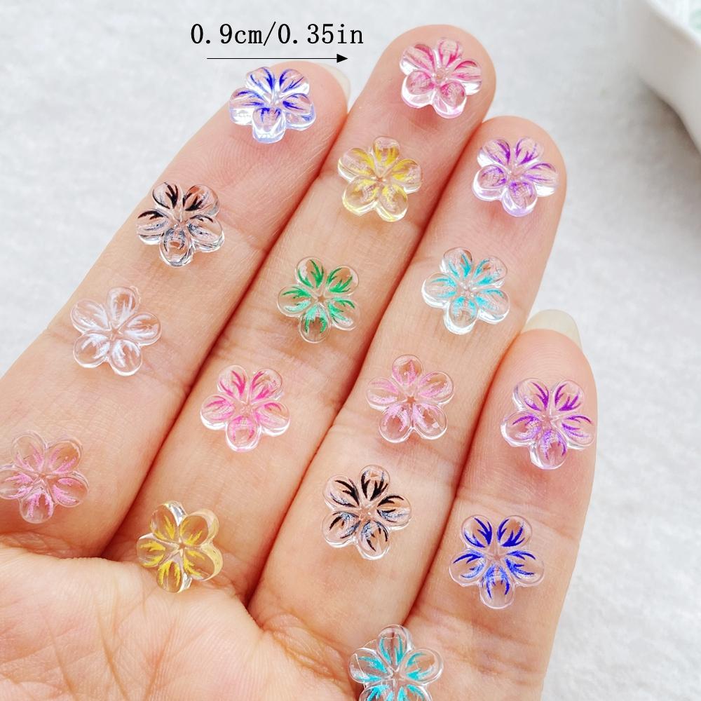 

50Pcs 12mm Resin 3D Colorful Mini Crystal flowers Gems Flatback Figurines Scrapbook Wedding Applique Nail Art Decor Crafts