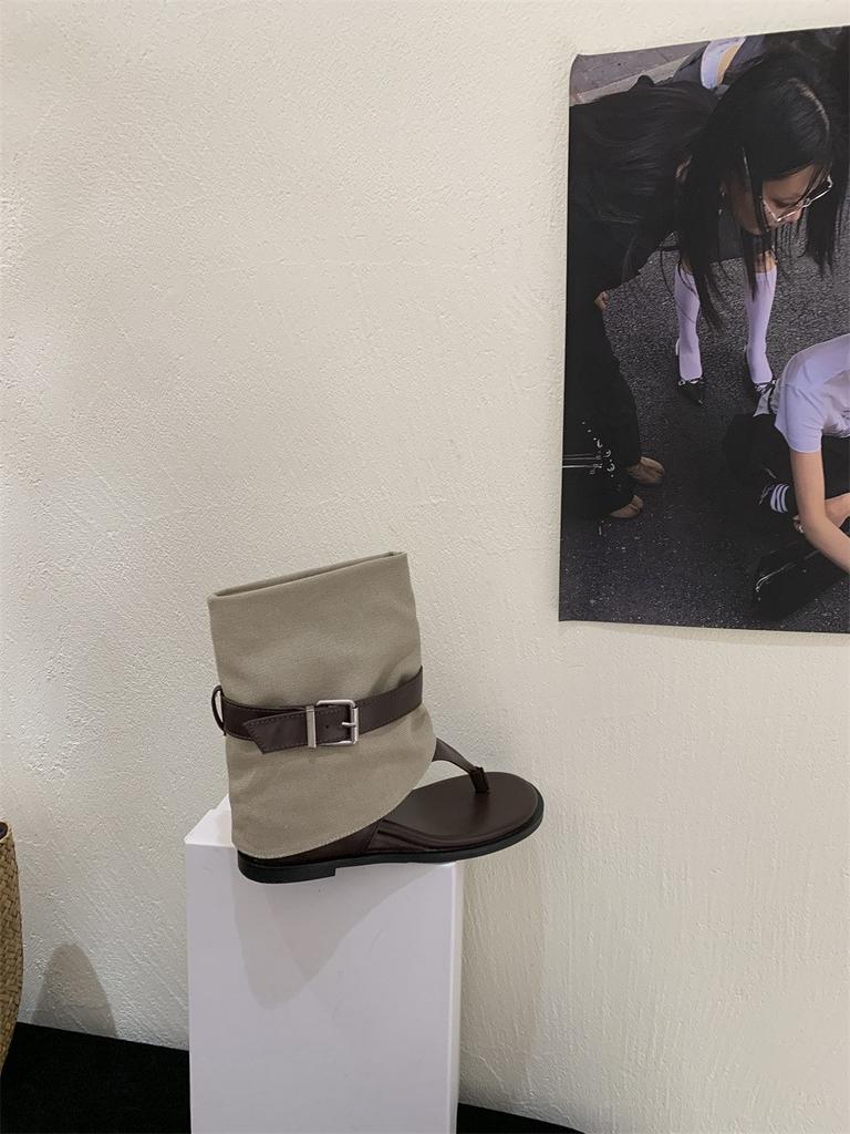 The same style as the fashionable blogger! Summer toe inner height increase and thin sandals cool boots women's short flip-flop boots fashion boots