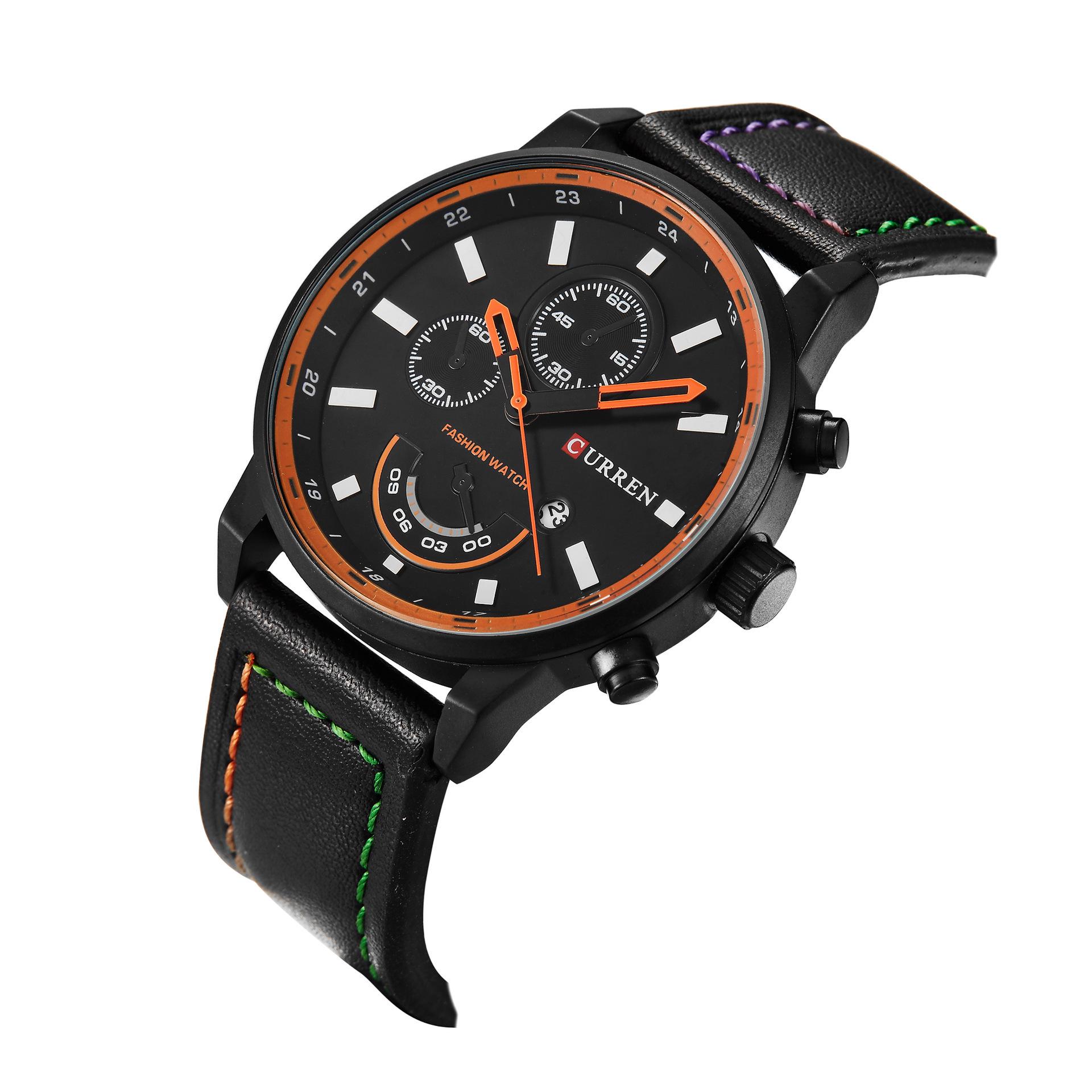 CURREN Men s Casual Quartz Watch with Leather Strap and Calendar