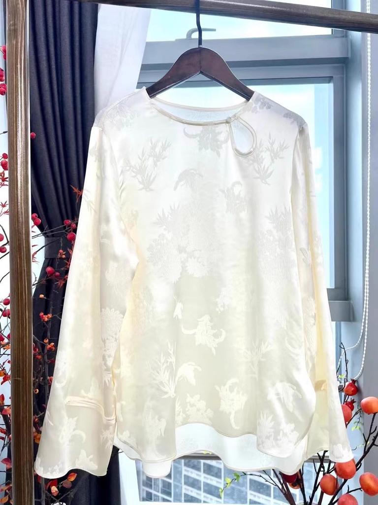 Hedvábný krep Národní styl Zenový čajový umělec Top