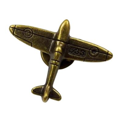 [F NODE] Fighter 533 Zero Fighter Pin Badge, Vintage Bronze Color, Airplane