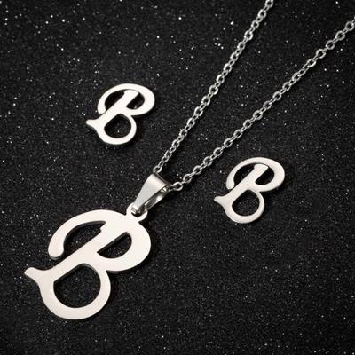 Colliers antiallergiques avec 26 lettres, sans décoloration, cadeau personnalisé, pendentif Alphabet, boucles d'oreilles ras du cou, Combo pour fille