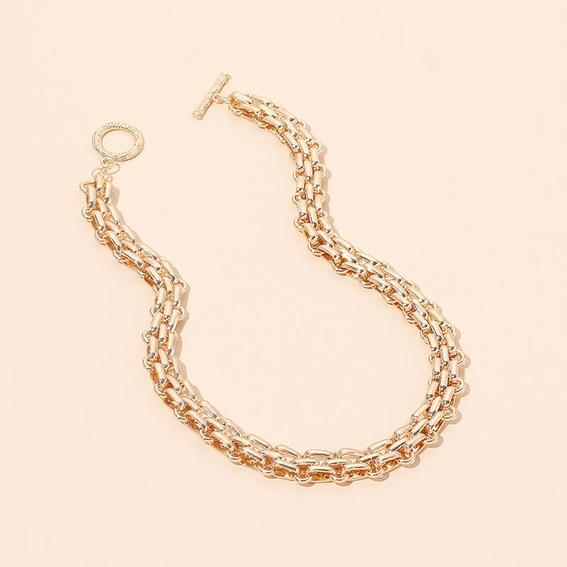 Hip Hop Necklace and Bracelet Set, Unique Minimal Stackable Clavicle Jewelry for Women