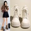 Martin Boots British Style Women's Autumn Ins Low Boots Skinny Legs Round Head Front Lace-up Women's Shoes Ins Style