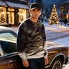 Men's Casual Loose Fit Printed Neck Long Sleeve T-Shirt for Daily Wear