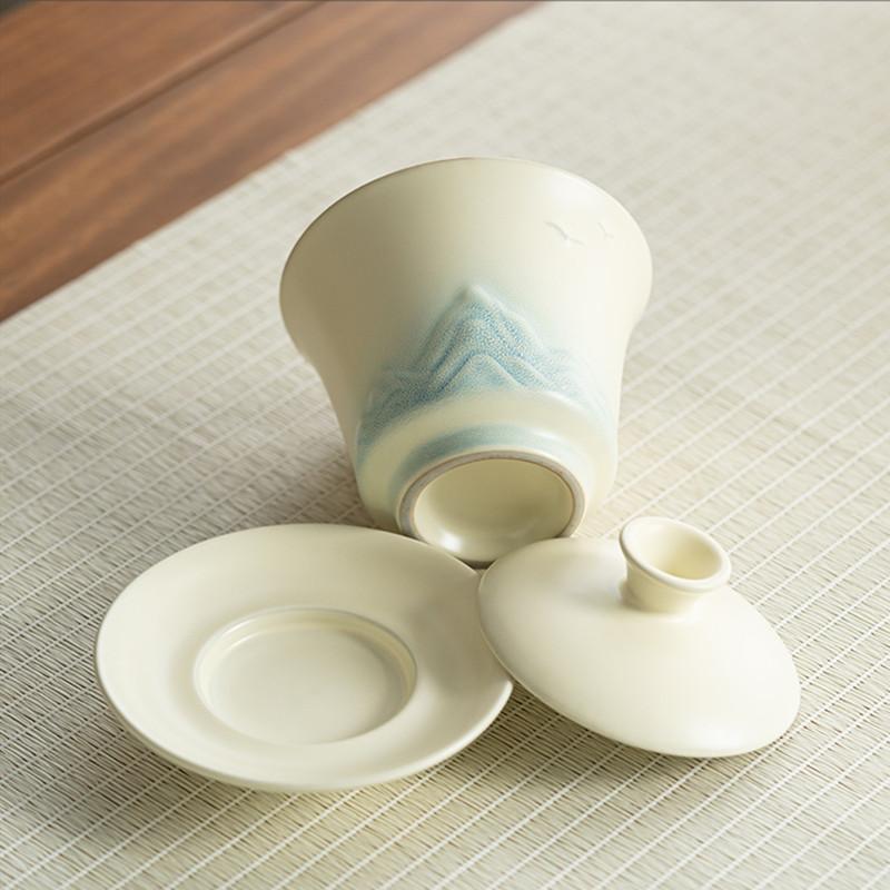 150ml Chinese Retro Ceramic Tea Tureen Handmade Pottery Gaiwan Travel Portable Tea Bowl Teacup Household Teaware Tea Infuser