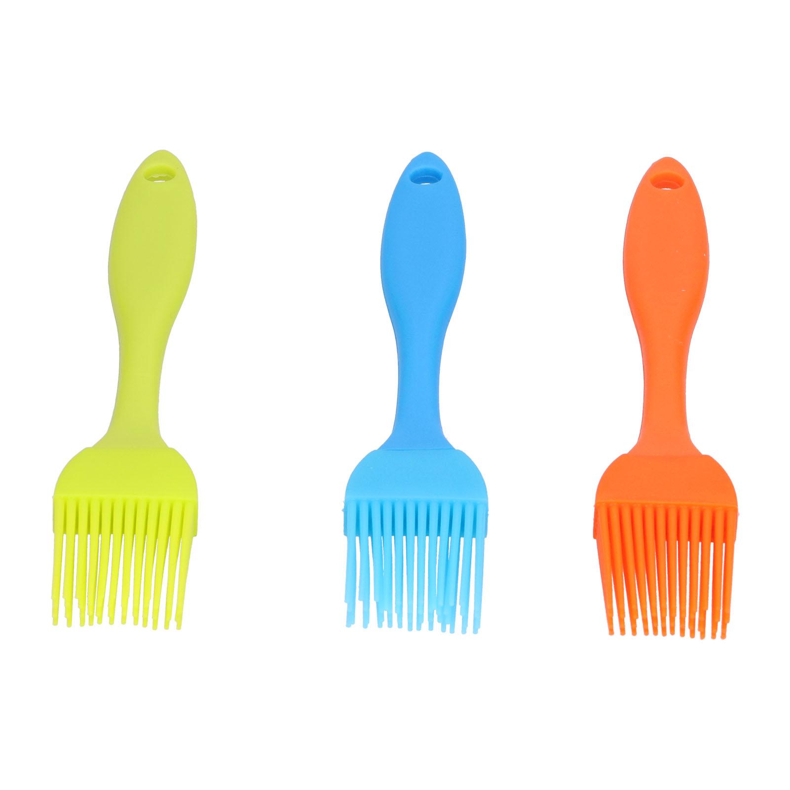 

3pcs BBQ Brush High Temperature Resistant Silicone Basting Pastry Seasoning Brush for Kitchen Barbecue Cooking