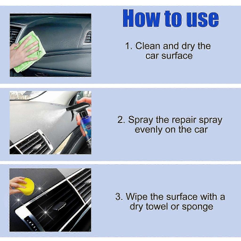 Nano Coating Spray for Cars - Restores Gloss, Repairs Fading Paint & Provides Long-Lasting Protection - Easy Interior & Exterior Surface Cleaner with