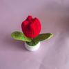 Handmade Crocheted Tulip Potted Plant Ornament - Ideal for Desktops, Cars, and Teacher's Day Gifts