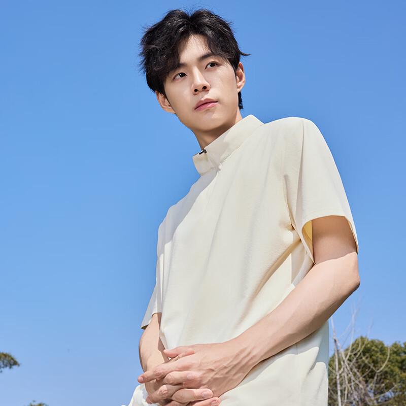 MINISO Men's Quick-Dry Stand Collar Pocket T-Shirt