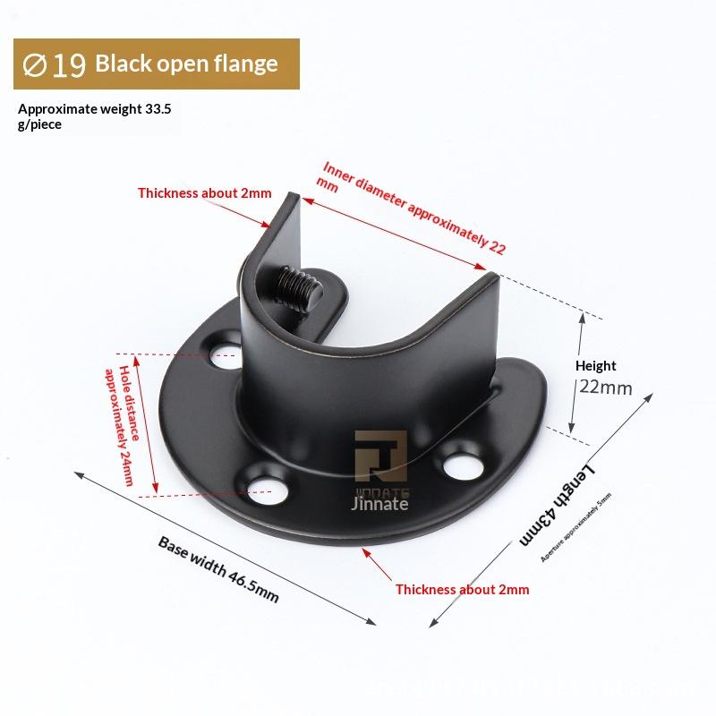 1/2Pcs Curtain Rod Tube Hook Fixed Support Bracket Seat Stainless Steel Flange Seat Wardrobe Hanger Rod Fixing Hardware Parts