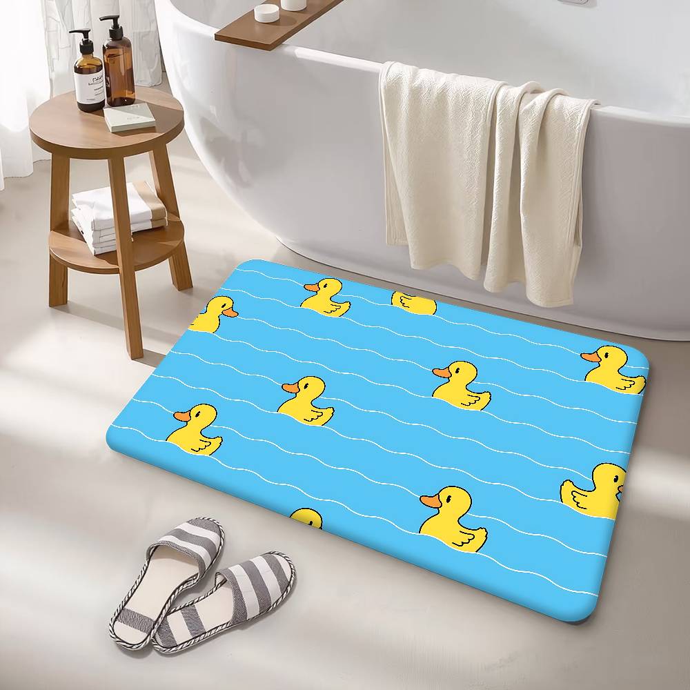 Yellow Duck Cartoon Pattern Floor Carpet Nordic Style Home Doormat Bathroom-Toilet Mats Bedroom Bedside Mats
