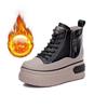 Women Shoes Artificial Leather Platform Boots Wedge Hidden Heel Zip Spring Autumn Warm Fur Winter Shoes Sneakers