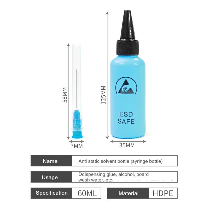 

TE-P4 60/100ml Alcohol Bottle with Needle For Mobile Phone Repair Rosin Washing Board Water Tip Nozzle Solvent Empty Bottle 1PC Random Clor