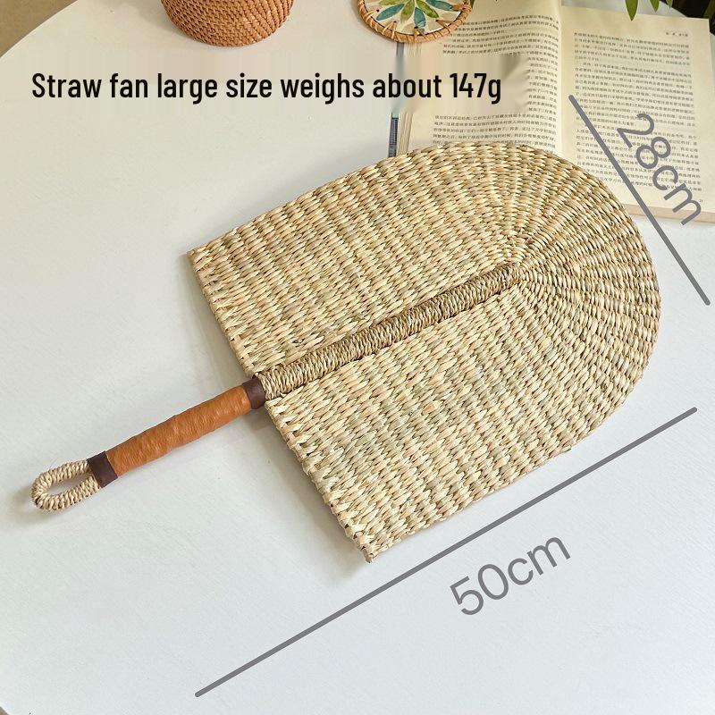 Vietnamese Seaweed Straw Fan: African-Style Wall Decor & Handheld Palm Leaf Fan