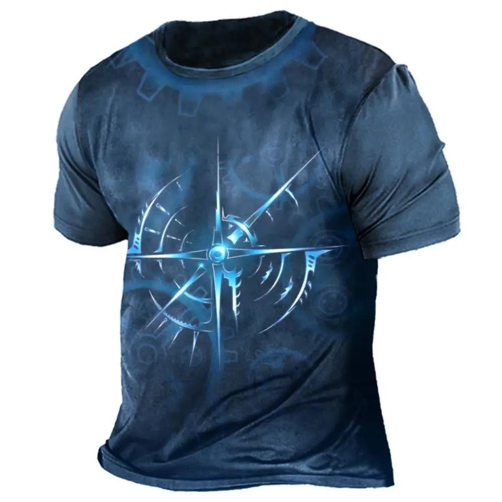

Новые винтажные футболки с принтом компаса 3D, мужская мода, футболка с коротким рукавом, свободная уличная одежда, топы Harajuku, футболки, одежда унисекс 6XL