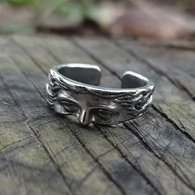 Kreativer Venus Halbmaskenring für Herren Vintage Schnitzerei Öffnung Verstellbarer Ring Modeschmuck Geschenke